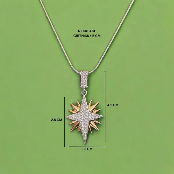 White_And_Gold_Dual_Tone_Zircon_Star_Pendant_Necklace_And_Rose_Gold_Plated_Cat_Pendant_Necklace_For_Women_And_Girls_Combo_Pack_Of_2